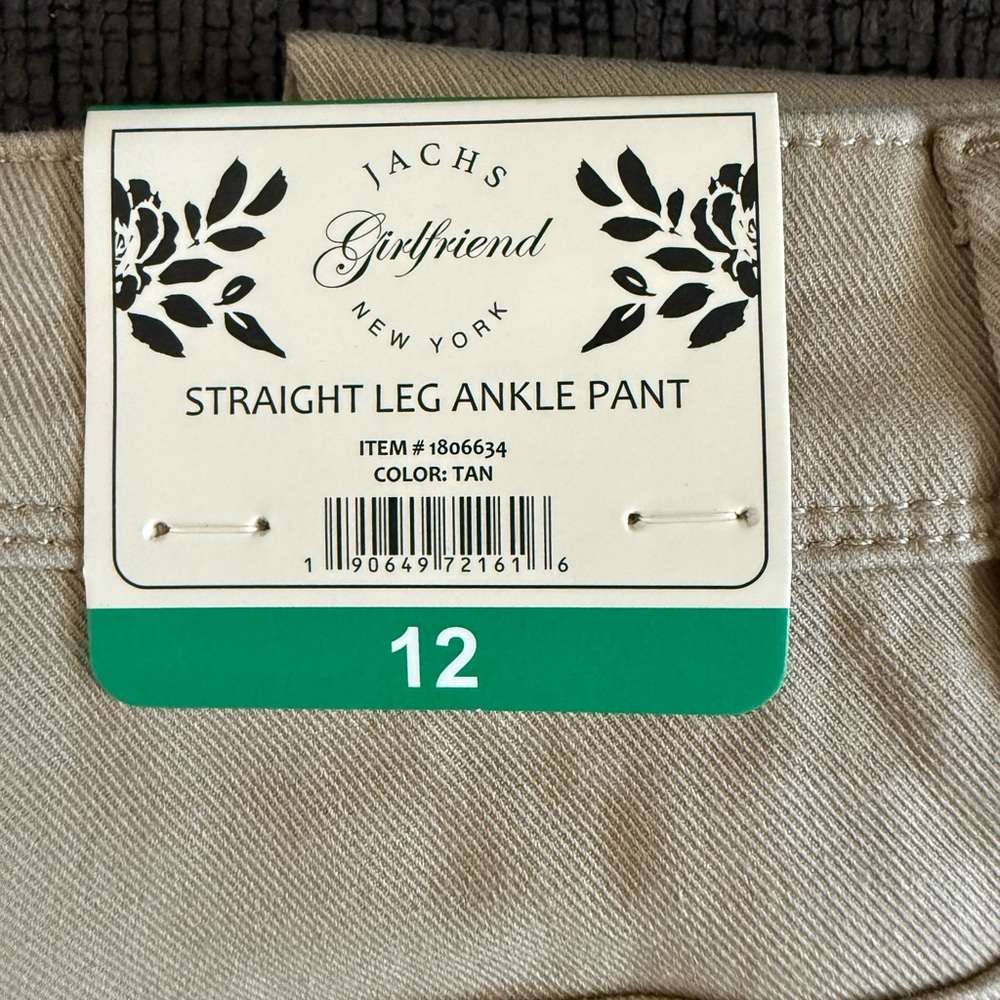 NEW Jachs Girlfriend New York Women’s Straight Leg Ankle Pant Size 12 Color Tan - Picture 3 of 5